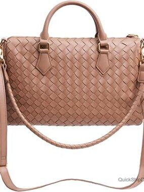Woven Vegan Leather Tote Bag Convertible Crossbody Shoulder Handbag
